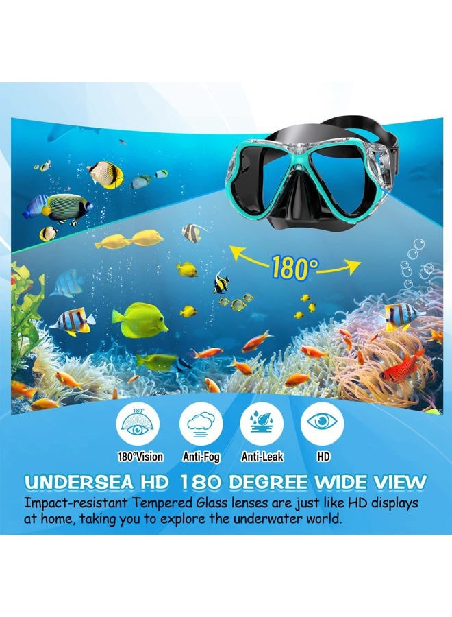 Greatever Dry Snorkel Set,Panoramic Wide View,Anti-Fog Scuba Diving Mask,Professional Snorkeling Gear - Image 2
