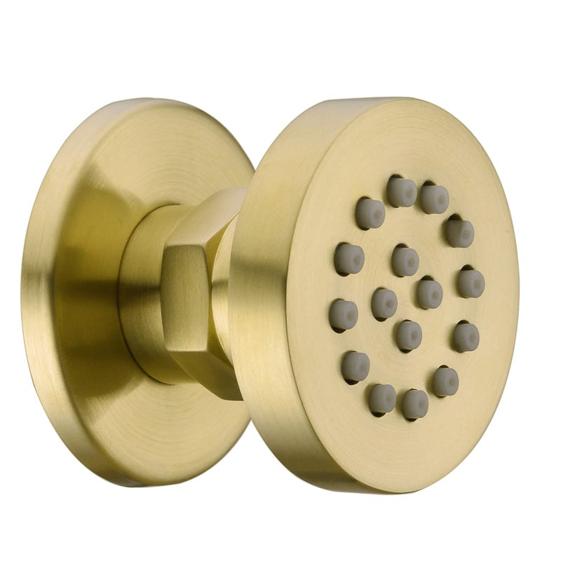 orhemus Solid Brass Body Spray Shower Jet - Round Massage Side Sprayer Spa System Shower Set Adjustable Wall Mounted Brushed Gold Brass Finish - Image 2