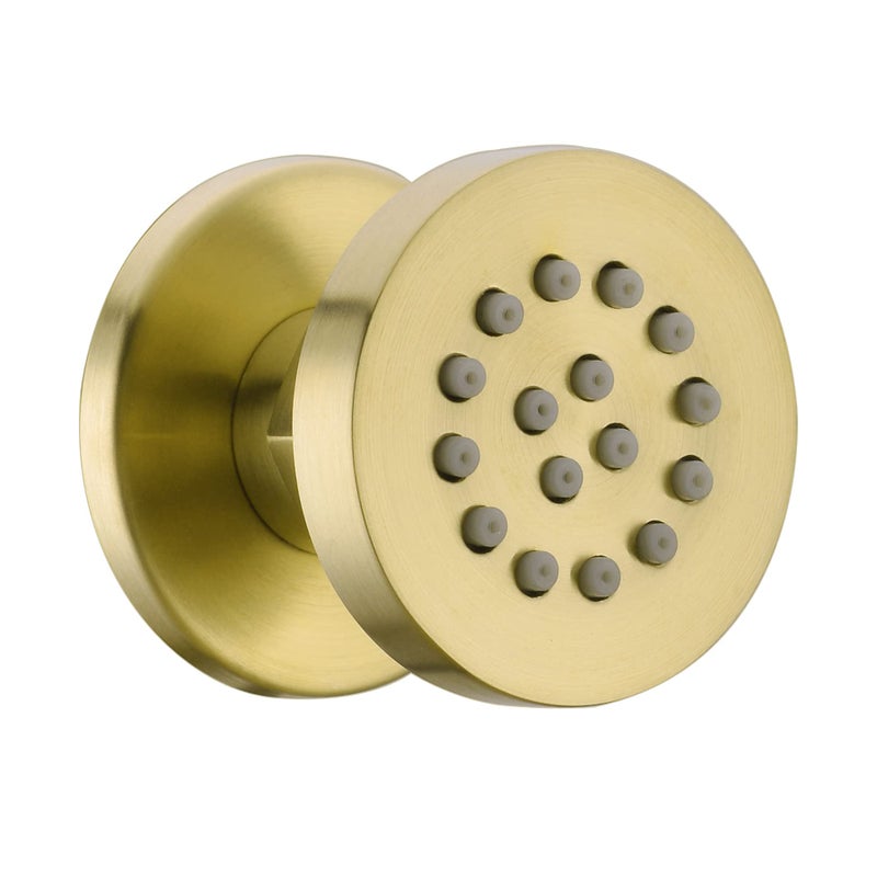 orhemus Solid Brass Body Spray Shower Jet - Round Massage Side Sprayer Spa System Shower Set Adjustable Wall Mounted Brushed Gold Brass Finish - Image 1