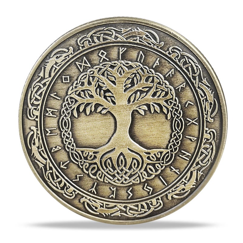 Imasoner Viking Yggdrasil Tree of Life Coin Nordic Mythology Talisman - Image 2