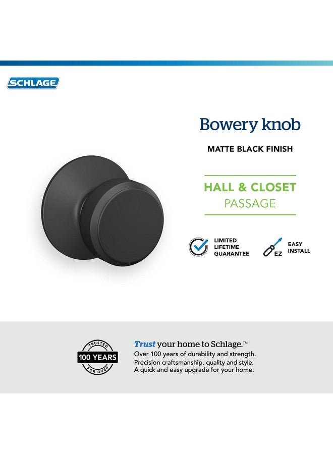 شليدح مقبض باب Schlage F10 BWE 622 Bowery، قفل ممر القاعة والخزانة، أسود غير لامع - Image 4