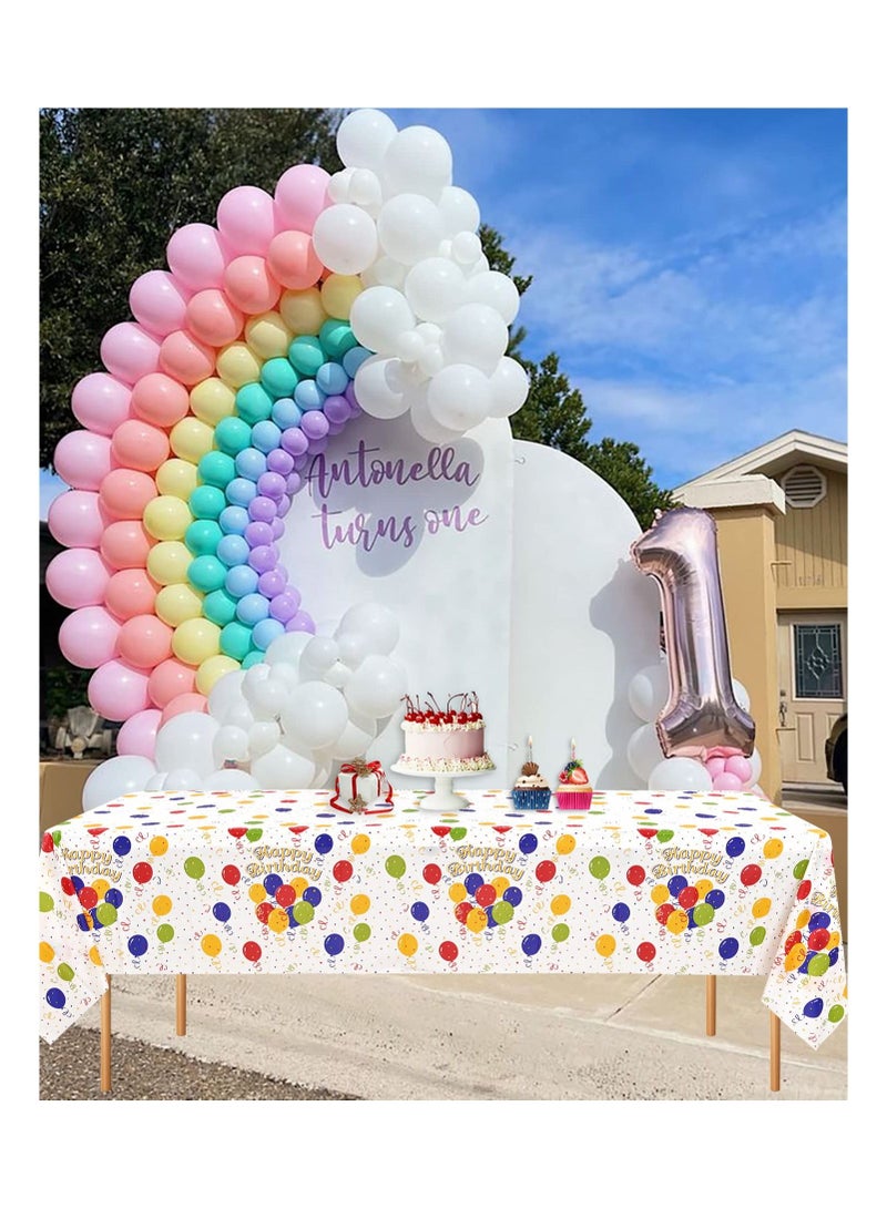 Y&D 4 Pack Birthday Table Cloth Covers, 54" x 108" Plastic Disposable Tablecloths Party Rectangle Cloths Paper for Parties Decorations - Image 4