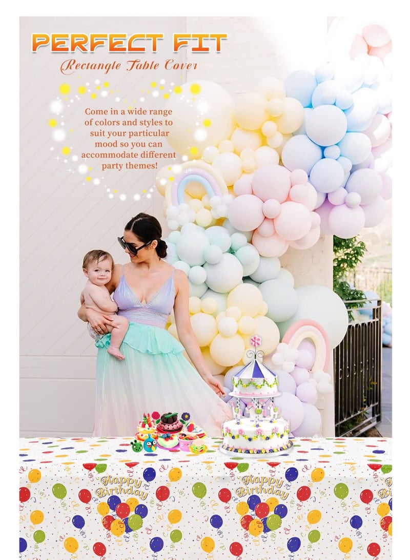 Y&D 4 Pack Birthday Table Cloth Covers, 54" x 108" Plastic Disposable Tablecloths Party Rectangle Cloths Paper for Parties Decorations - Image 2