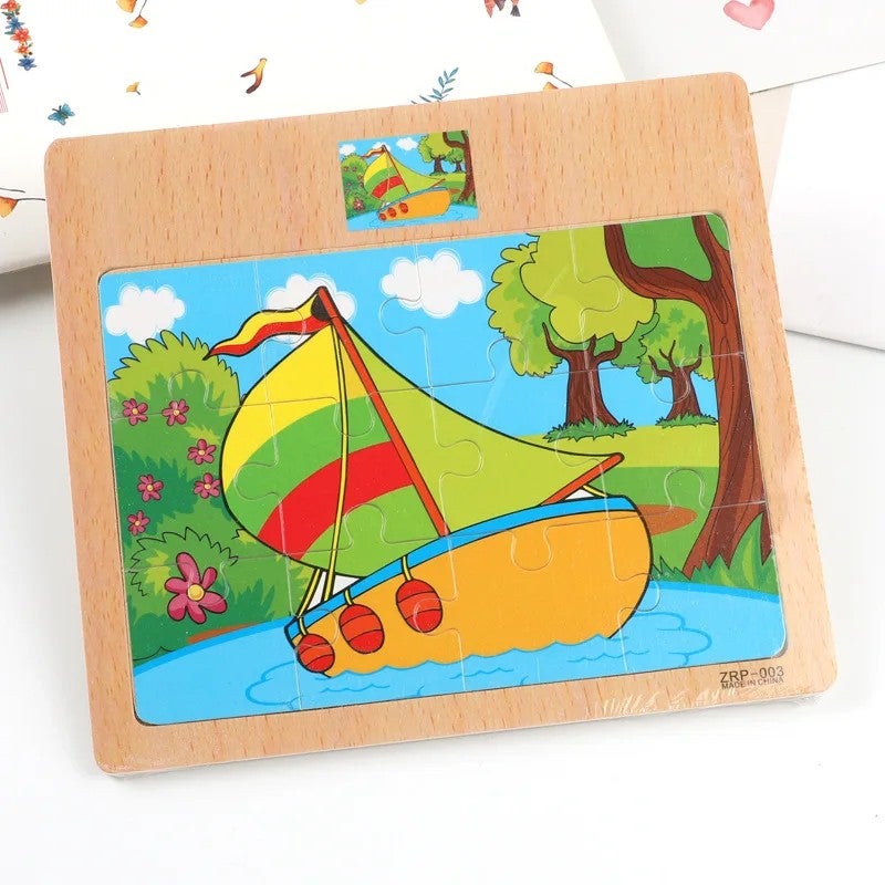 Bluejw 12 Pieces   Trending Kids  Baby  Wooden Intelligent Toys for Boys and Girls Learning  Brain Puzzle Game - Image 1