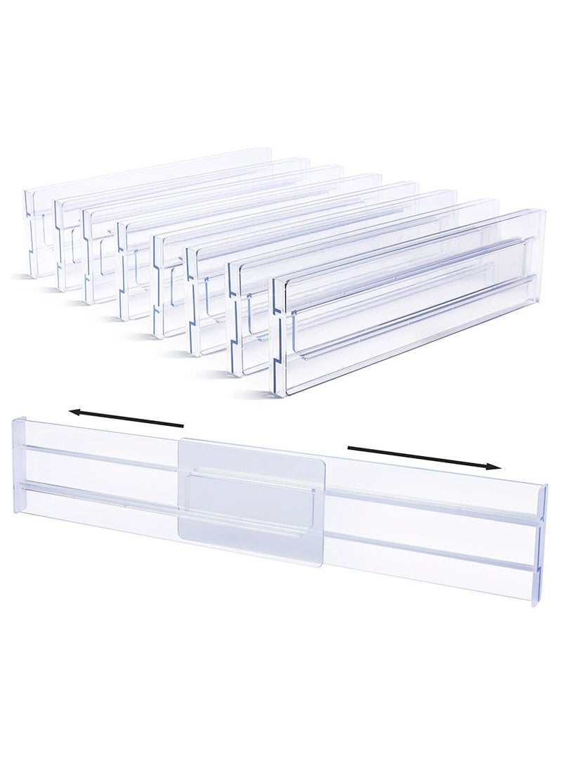 Drawer Dividers Organizers 8 Pack, Adjustable 3.15" High Expandable from 10.8-20.4" Kitchen Drawer Organizer, Clear Plastic Drawers Separators for Clothing, Kitchen and Office Storage  - Image 1