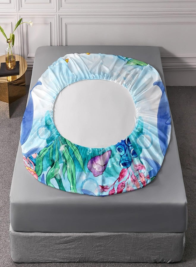 XYNHML Dolphins Animal Aqua Blue Green Sea Sheet Twin 4Pcs Kids Coral Jellyfish Bedding Set for Boys Girls Ocean Waves Bedspread Fish Bed Set with 1 Flat Sheet and 1 Fitted Sheet+2 Pillowcases - Image 4