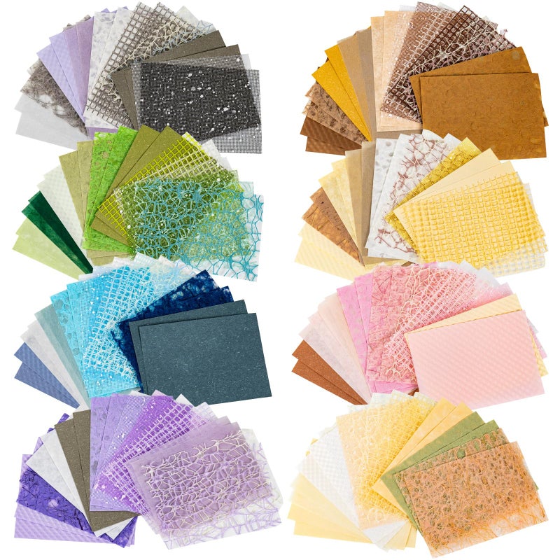 Forzacx 144 Sheets textured scrapbook paper 8 Pack decorative craft paper and Mesh Fabric Assorted Set for DIY Background Card Making Scrapbook Photo Album Decor 39x55 Inch - Image 2