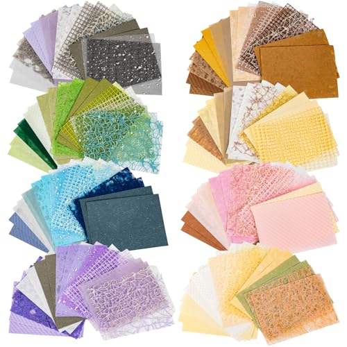 Forzacx 144 Sheets textured scrapbook paper 8 Pack decorative craft paper and Mesh Fabric Assorted Set for DIY Background Card Making Scrapbook Photo Album Decor 39x55 Inch - Image 1
