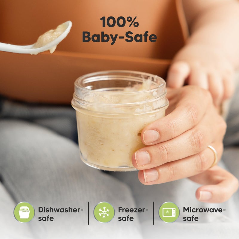 KeaBabies 6pk 4oz Glass Baby Food Containers with Lids - Leak-Proof, Microwavable Small Glass Jars, Baby Purees & Toddler Snack Storage Containers, BPA-Free, Dishwasher & Freezer Safe (Musk Dusk) - Image 5