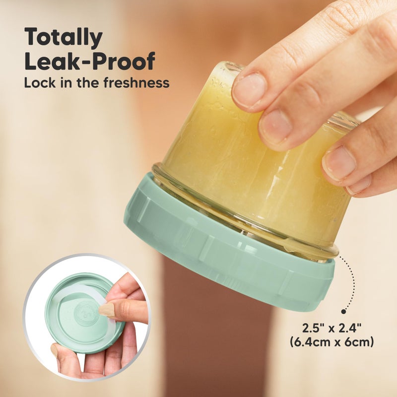 KeaBabies 6pk 4oz Glass Baby Food Containers with Lids - Leak-Proof, Microwavable Small Glass Jars, Baby Purees & Toddler Snack Storage Containers, BPA-Free, Dishwasher & Freezer Safe (Musk Dusk) - Image 2