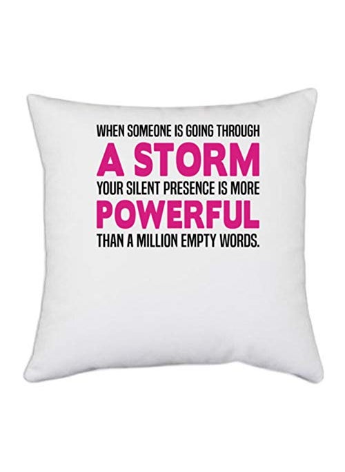 UDNAG UDNAG White Polyester Nurse Silence Presence is More Powerful Pillow Cover 16 Inch X 16 Inch 