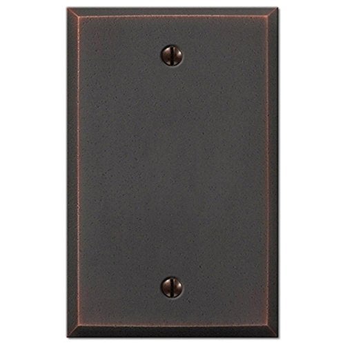 AMERELLE 68BDB Manhattan Single Blank Cast Metal Wallplate in Aged Bronze - Image 1