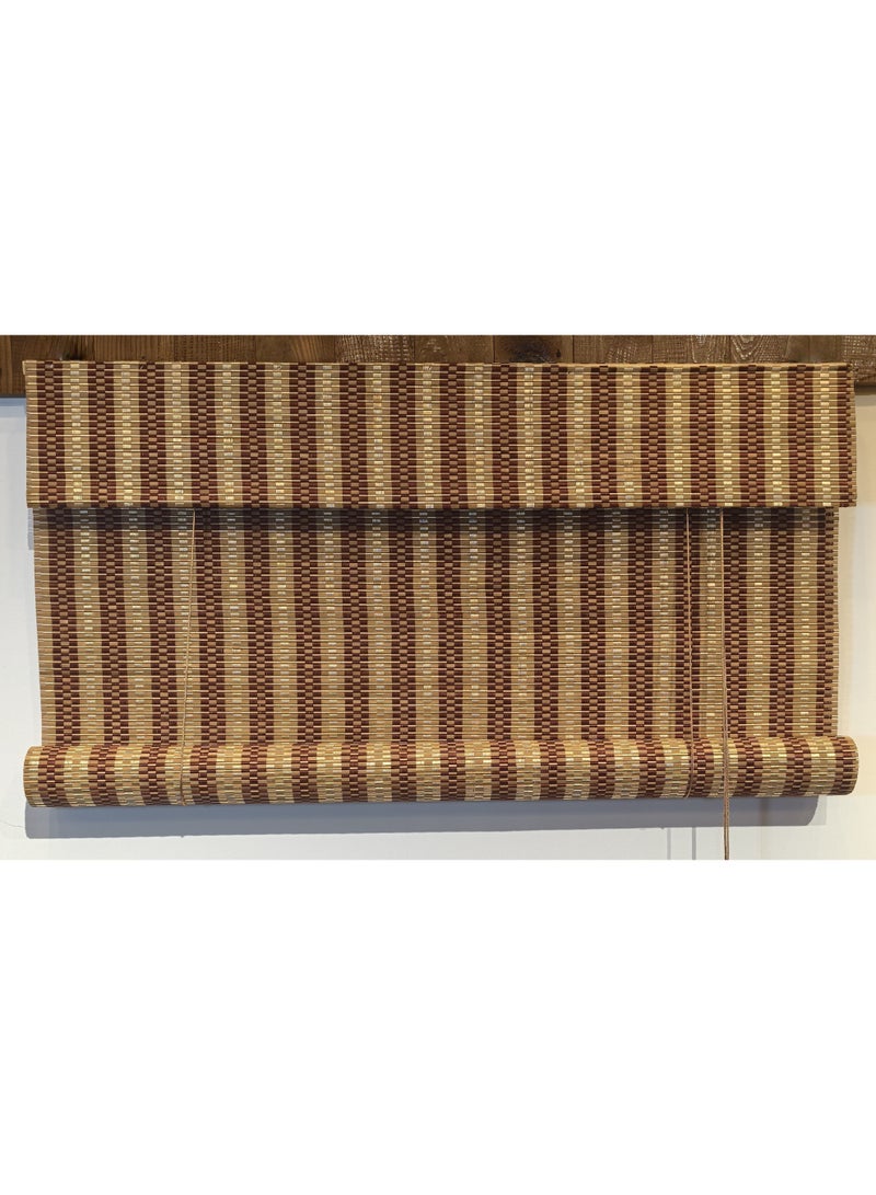 ابلس ستائر بامبو من الخيزران الطبيعي  لون اساسي بيج مع الوان متدخلة سهلة التركيب  معها ادوات التركيب - Image 3