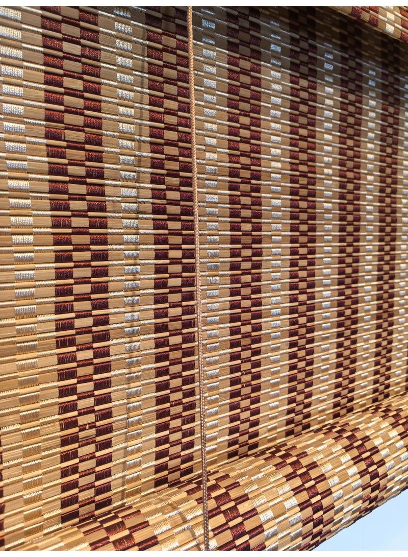 ابلس ستائر بامبو من الخيزران الطبيعي  لون اساسي بيج مع الوان متدخلة سهلة التركيب  معها ادوات التركيب - Image 1