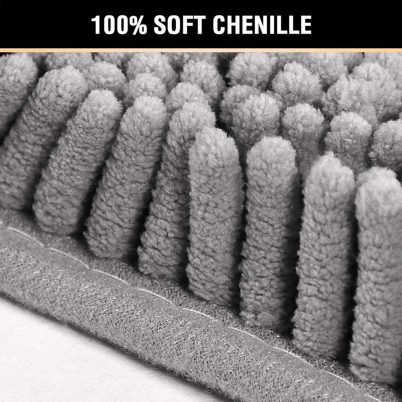 H.VERSAILTEX سجاد الحمام غير قابل للانزلاق من شاج شنيلا، سجادة حمام ناعمة للغاية وامتصاصية لغرفة الاستحمام، قابلة للغسل في الغسالة وتجف بسرعة (رمادي، 20" × 32" / 17" × 24") - Image 2