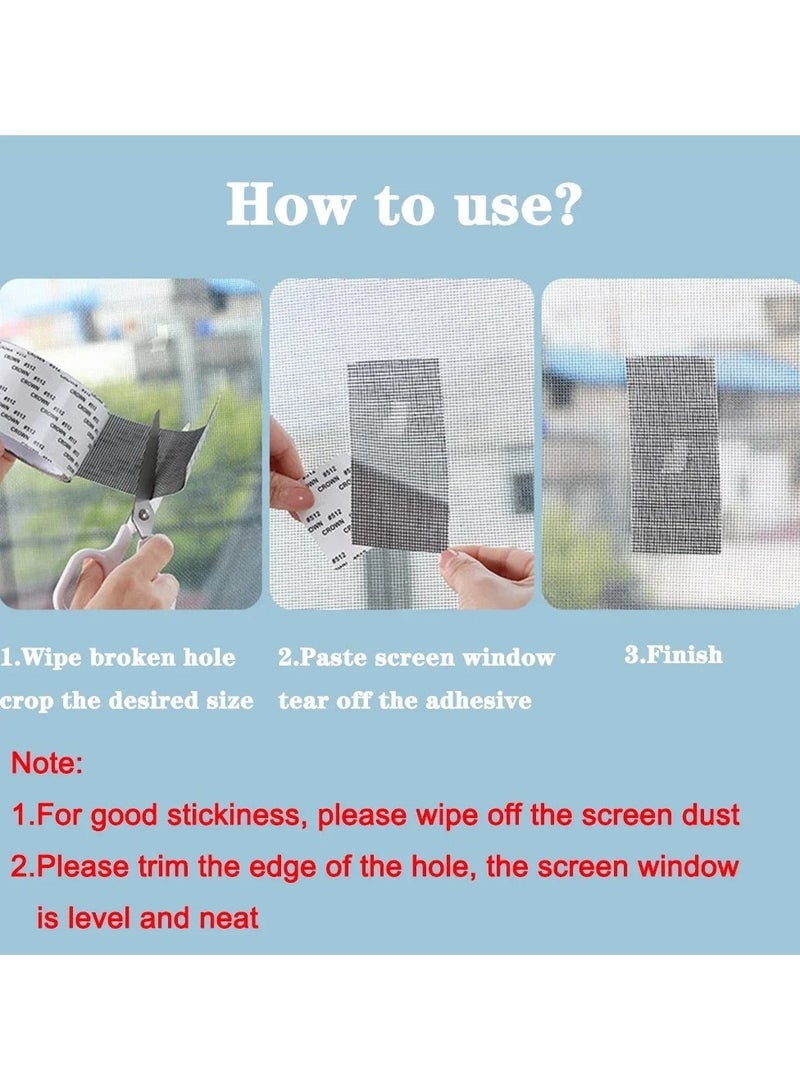 ارواق شريط إصلاح شاشة النافذة المقاوم للماء سهل الاستخدام مكون من 3 قطع يمنع البعوض من الدخول باستخدام رقعة شبكية ذاتية اللصق مضادة للحشرات - Image 4