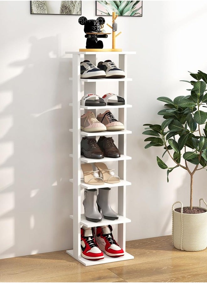 Cady One 7-Tier Vertical Shoe Rack and Organizer with Removable Shelves, 7-Shelf Wooden Shoe Stand for Home Decor  - Image 1