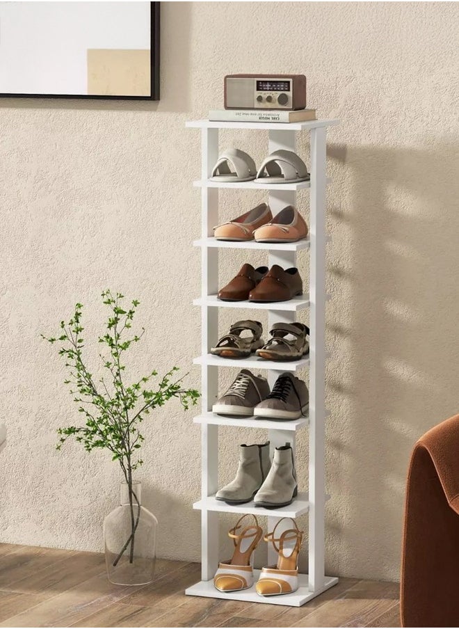 Cady One 7-Tier Vertical Shoe Rack and Organizer with Removable Shelves, 7-Shelf Wooden Shoe Stand for Home Decor  - Image 2