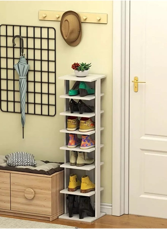 Cady One 7-Tier Vertical Shoe Rack and Organizer with Removable Shelves, 7-Shelf Wooden Shoe Stand for Home Decor  - Image 3