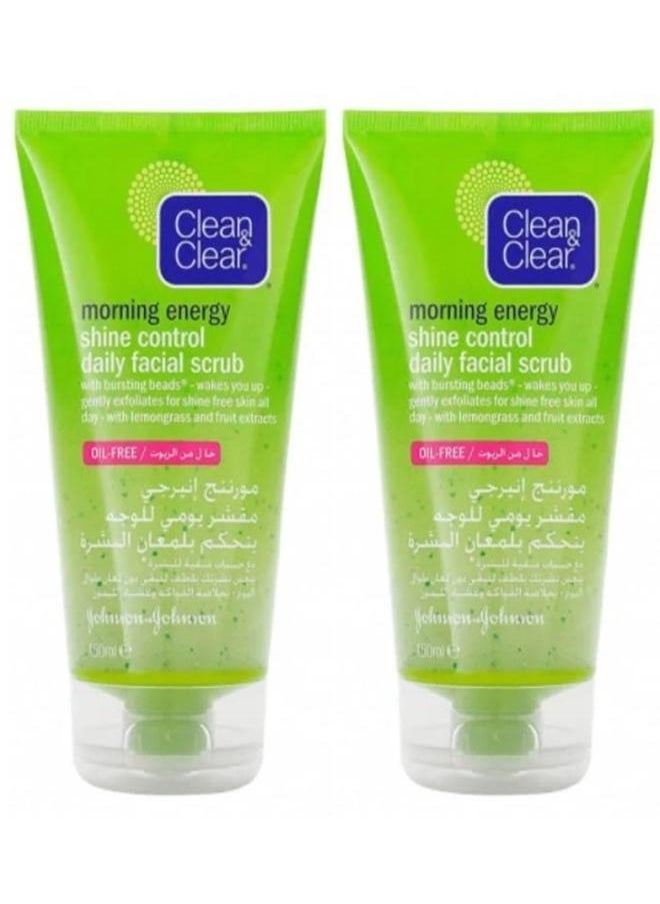 Clean & Clear - 2 pieces of daily face scrub for shine control, 150 ml - Image 1
