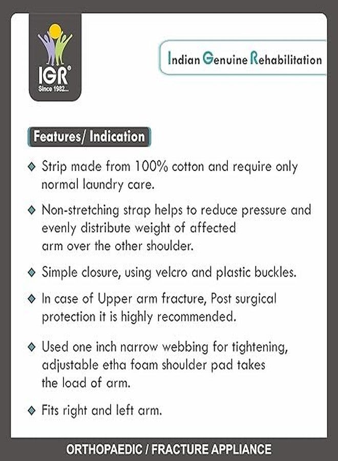 IGR دعامة قطنية للذراع واليد من IGR | دعامة لليد للكسور للبالغين والأطفال (للبالغين)، رمادي، قطعة واحدة - Image 3