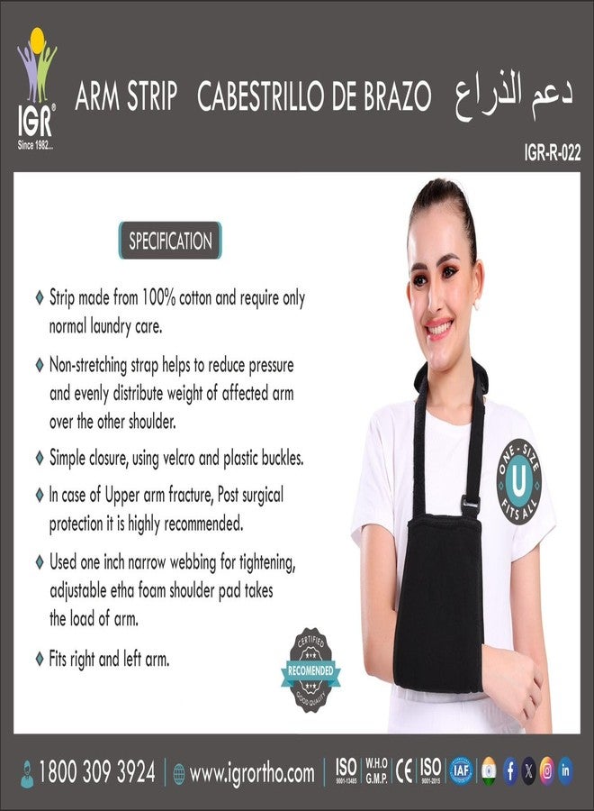IGR دعامة قطنية للذراع واليد من IGR | دعامة لليد للكسور للبالغين والأطفال (للبالغين)، رمادي، قطعة واحدة - Image 2