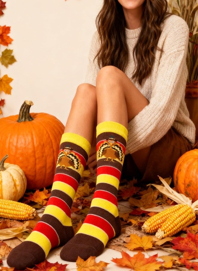 Asekonc 2 Pairs Thanksgiving Turkey Socks, Turkey Trot Socks Fun Running Socks for Women Men Thanksgiving Autumn Holiday Gift - Image 5