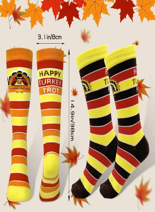 Asekonc 2 Pairs Thanksgiving Turkey Socks, Turkey Trot Socks Fun Running Socks for Women Men Thanksgiving Autumn Holiday Gift - Image 2