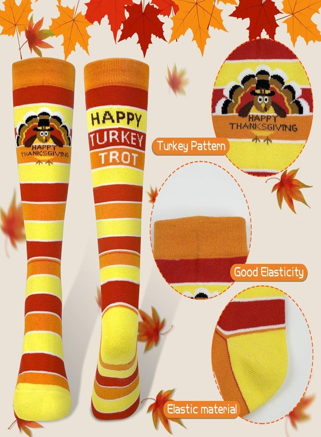 Asekonc 2 Pairs Thanksgiving Turkey Socks, Turkey Trot Socks Fun Running Socks for Women Men Thanksgiving Autumn Holiday Gift - Image 3