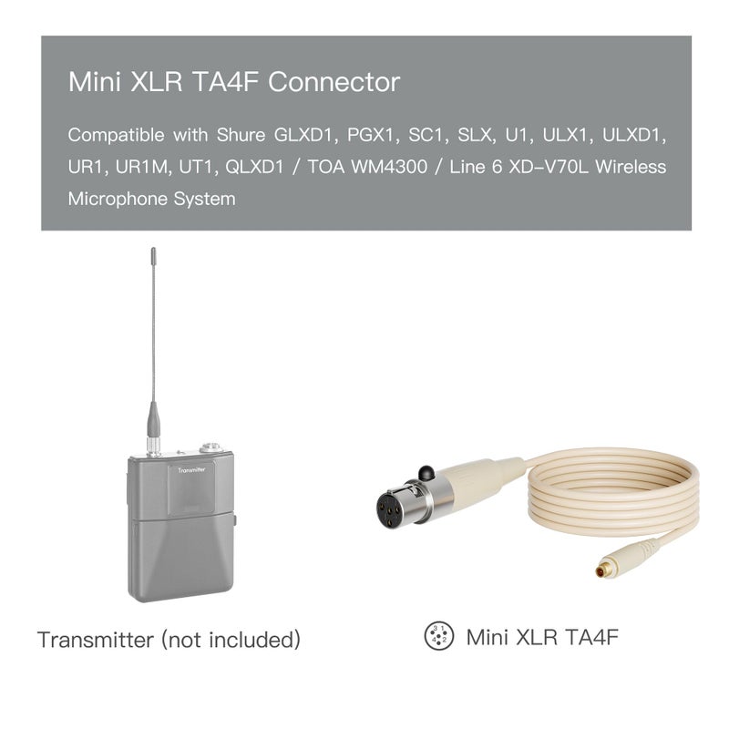 JK سماعة رأس احترافية J K / ميكروفون رأس MIC-J 071S متوافق مع نظام شير اللاسلكي - كابل قابل للفصل TA4F Microdot - Image 2