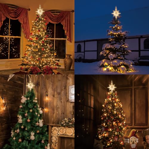 LAMPHOME 10-Light Christmas Tree Topper,Bethlehem Star Tree Topper, Gold Bethlehem Star Treetop, Golden - Image 5