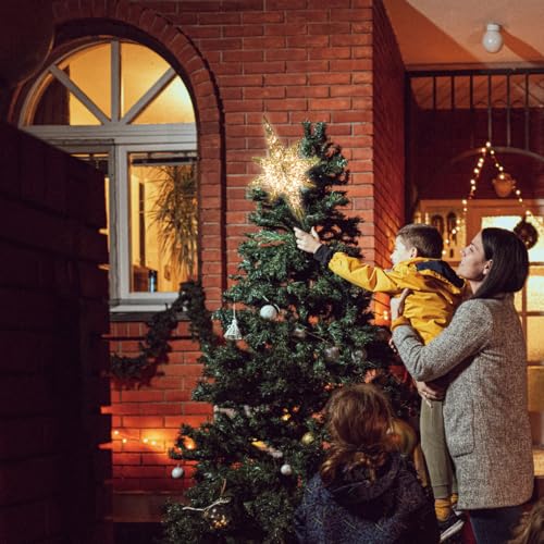 LAMPHOME 10-Light Christmas Tree Topper,Bethlehem Star Tree Topper, Gold Bethlehem Star Treetop, Golden - Image 3