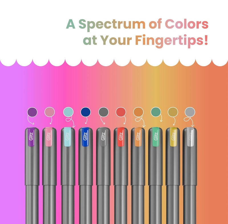 Pentonic Glitz 1.0 mm Multicolor Glitter Gel Pen | Multicolor Ink, Set Of 10 Pcs - Image 5