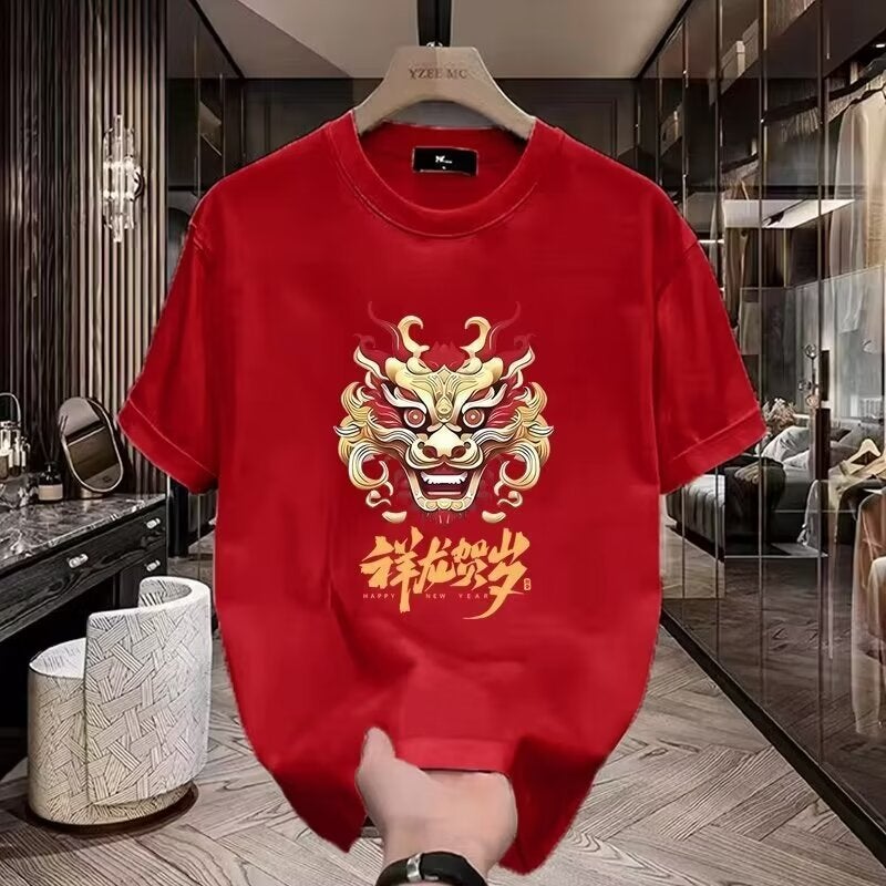 European Station Combed Cotton Short-Sleeved T-Shirt Summer Trendy New Round Neck Printed Large Size All-Match T-Shirt Boys Top - Image 4