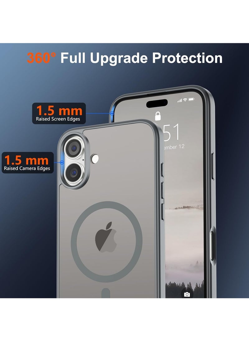 Generic - Magnetic Case for iPhone 16 6.1-Inch Compatible with MagSafe, Shockproof Phone Bumper Cover, Solid Color Matte TPU Frame, Anti-Scratch Clear Back Grey - Image 1