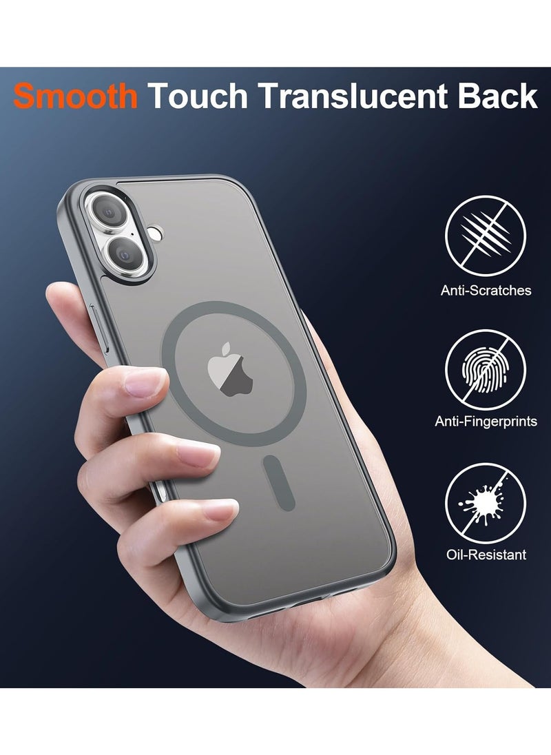Generic - Magnetic Case for iPhone 16 6.1-Inch Compatible with MagSafe, Shockproof Phone Bumper Cover, Solid Color Matte TPU Frame, Anti-Scratch Clear Back Grey - Image 1