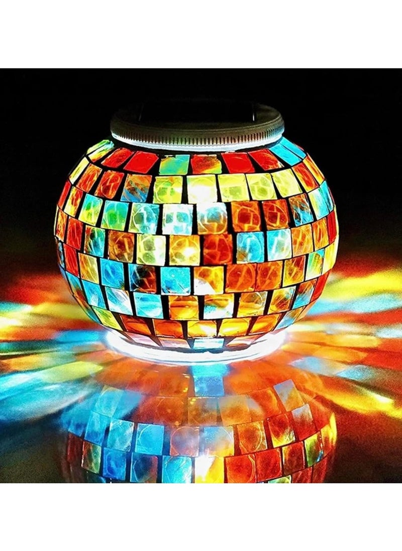 BLUE CORAL Solar Light Solar Powered Mosaic Glass Ball Light IP44 Waterproof Solar Garden Lights Auto ON/OFF Solar Table Light Solar, Multicolour  - Image 1