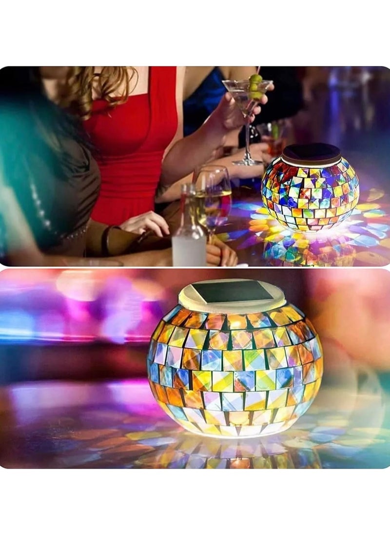 BLUE CORAL Solar Light Solar Powered Mosaic Glass Ball Light IP44 Waterproof Solar Garden Lights Auto ON/OFF Solar Table Light Solar, Multicolour  - Image 2