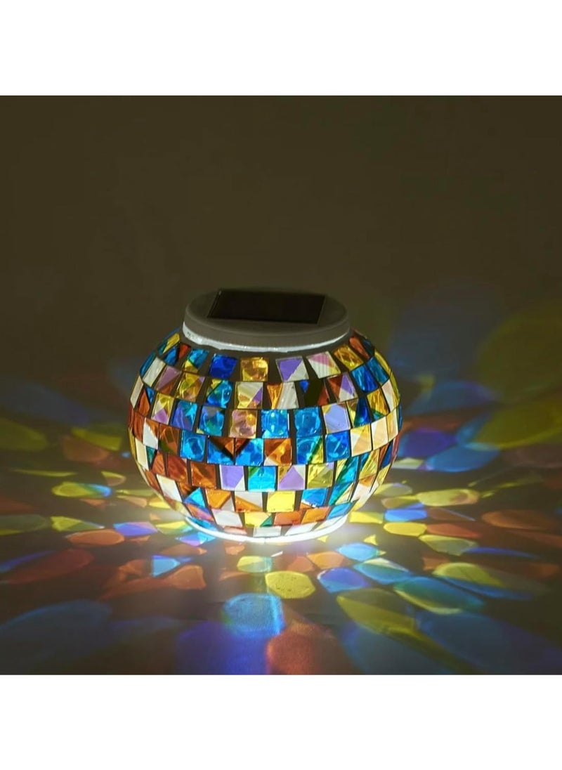 BLUE CORAL Solar Light Solar Powered Mosaic Glass Ball Light IP44 Waterproof Solar Garden Lights Auto ON/OFF Solar Table Light Solar, Multicolour  - Image 5