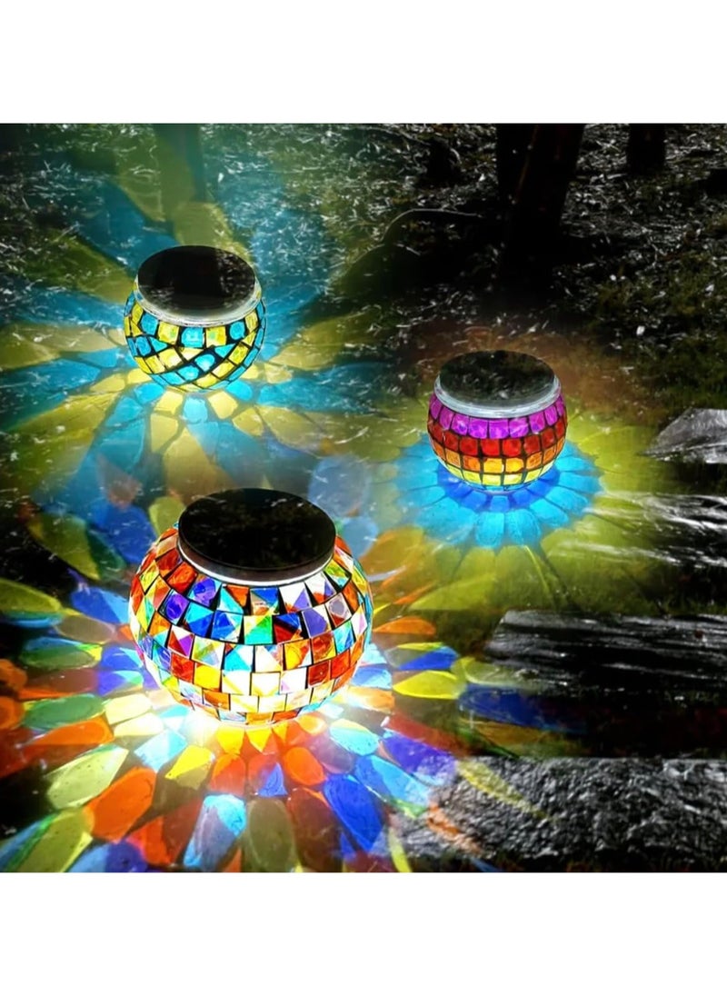 BLUE CORAL Solar Light Solar Powered Mosaic Glass Ball Light IP44 Waterproof Solar Garden Lights Auto ON/OFF Solar Table Light Solar, Multicolour  - Image 4