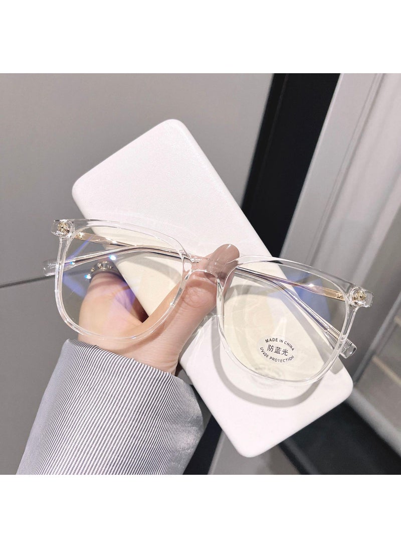 نظارات شمسية مضادة للزرقة بإطار وجه سادة كلاسيكي شفاف C2 - Image 2