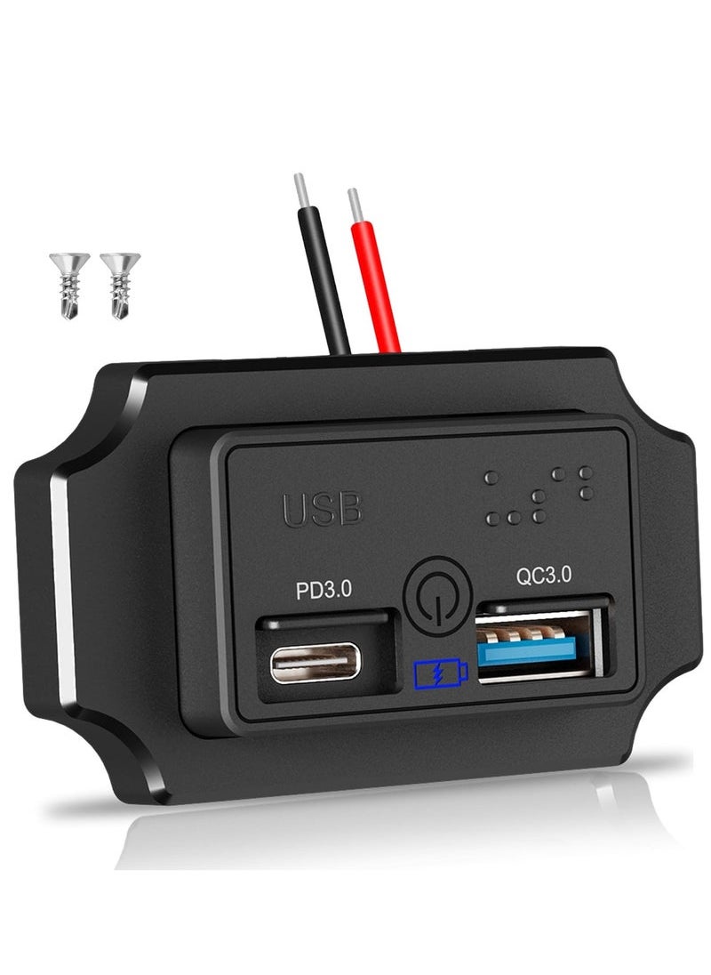 Captaintech Ports 12V/24V USB Outlet 58W, Dual Quick Charge, PD Type-C (USB C) & QC3.0 USB Port Panel Wall Mount Automotive Car USB Socket Charger Power Adapter for RV Marine Boat Bus ATV Motorcycle Truck  - Image 1