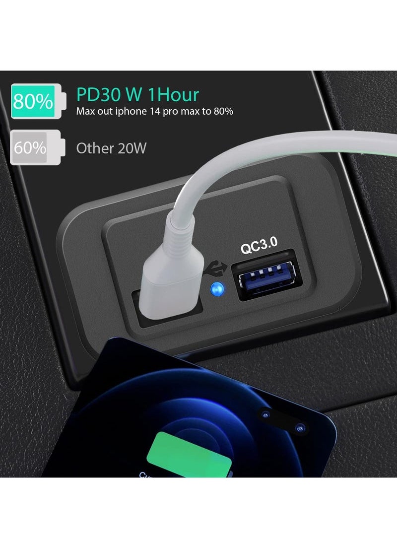 Captaintech Ports 12V/24V USB Outlet 58W, Dual Quick Charge, PD Type-C (USB C) & QC3.0 USB Port Panel Wall Mount Automotive Car USB Socket Charger Power Adapter for RV Marine Boat Bus ATV Motorcycle Truck  - Image 2