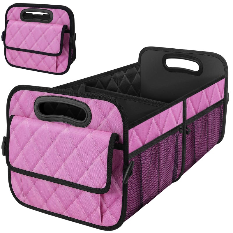 Deosk Car Trunk Organizer for SUV Car Organizers and Storage with Reinforced Handles Car Accessories for WomenMen 70L Waterproof Polyester Trunk OrganizerLarge Pink - Image 2