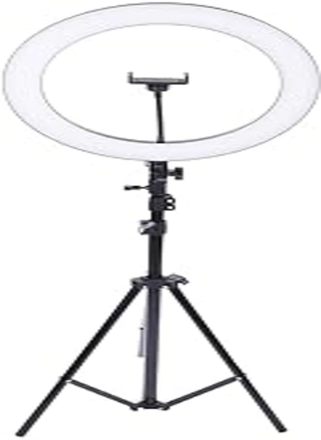 Generic Led Ring Supplementary Lamp 36 cm 360 Degree Rotating 3200K-5600K With Mobile Holder And 2.1 Meter Stand - Black & White 