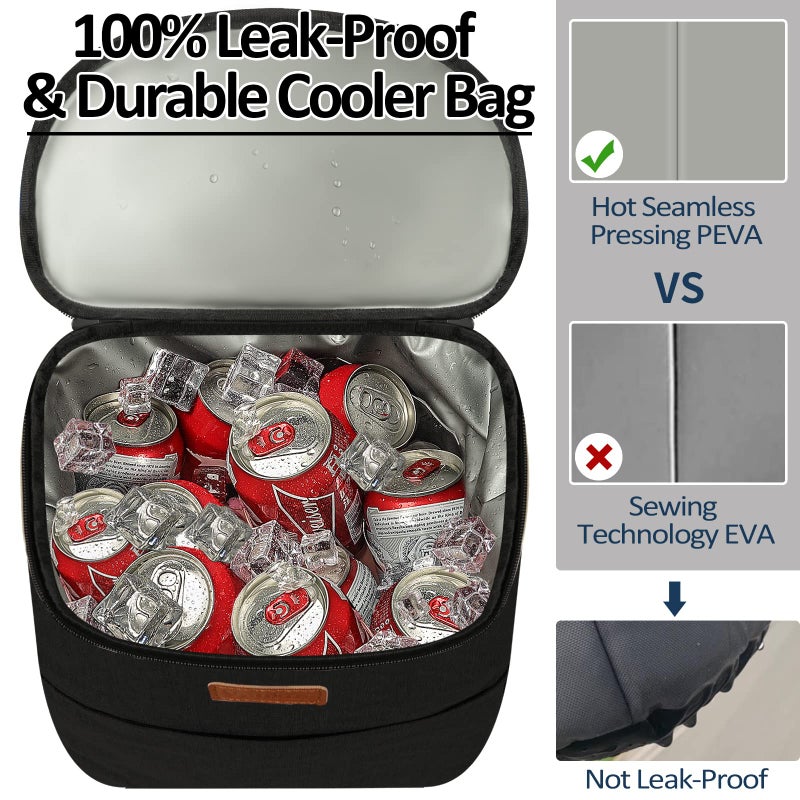 Vankor Camping Cooler Backpack 30 Cans, Soft Backpack Coolers Insulated Leak Proof Travel Cooler Bag Waterproof Lunch Picnic Beach Work Trip Thermal Bag Drink Beverage Beer Cooler Black - Image 2