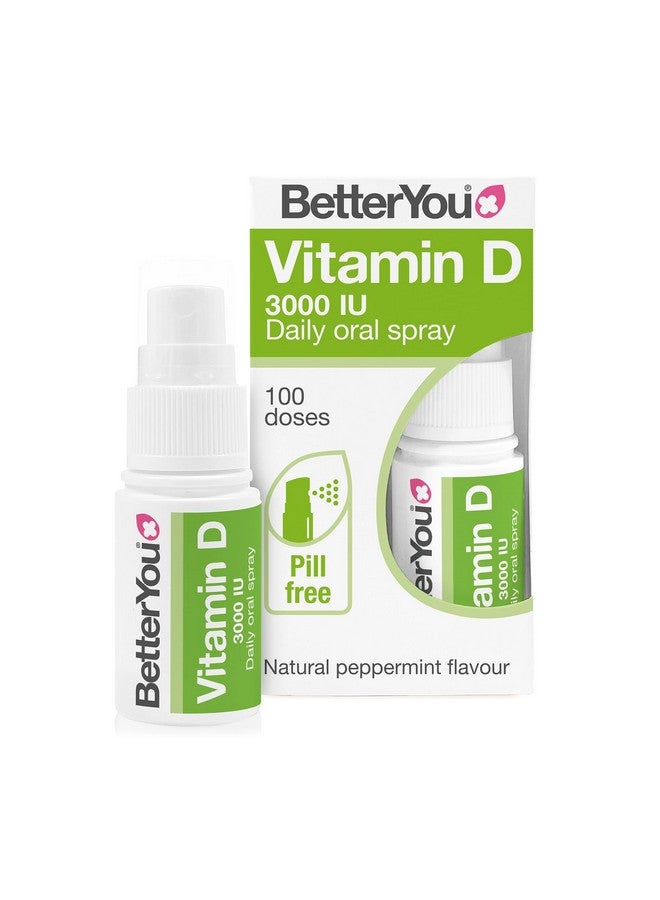 BetterYou BetterYou D3000 Vitamin D Oral Spray - Convenient Alternative for Tablets - Promotes Strong Bones, Teeth and Immune System - Aids in Calcium Absorption - Natural Peppermint Flavor - 0.5 oz - Image 1