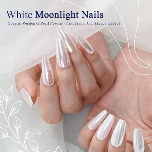 Pretty Diva White Chrome Nails Powder - 0.3g Super Glossy Mirror Effect White Moonlight Chrome Powder for Nails Manicure Pigment, Beginner-Friendly for Gel Nails - Image 3