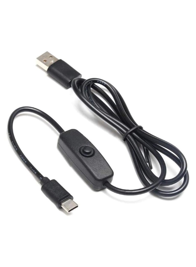 SOLDOUT Power Switch Line Type-C Interface 5V 3A USB Power Supply Line Compatible With Raspberry Pi 4 (Black)  - Image 1