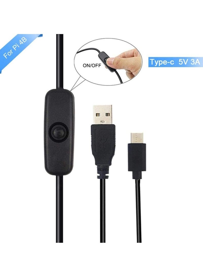 SOLDOUT Power Switch Line Type-C Interface 5V 3A USB Power Supply Line Compatible With Raspberry Pi 4 (Black)  - Image 4
